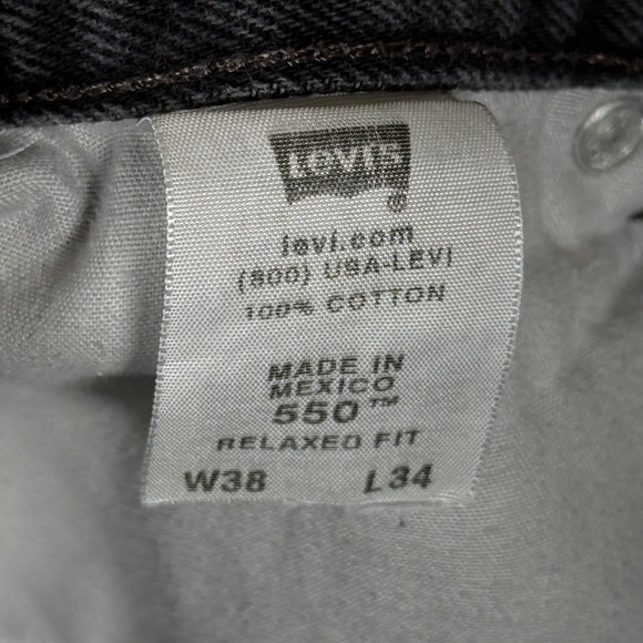 Levis 550 Jeans Men 38x34 Relaxed Fit Straight Leg Dark Wash Black Denim Skater - Picture 9 of 14